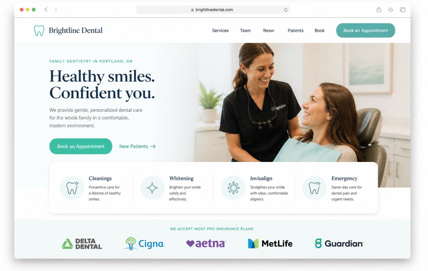 Brightline Dental website design — Family Dental Clinic