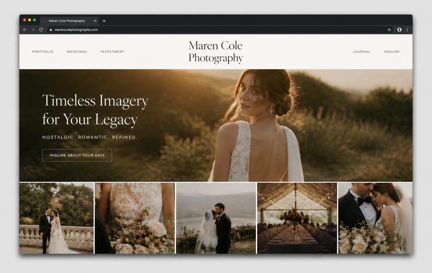 Maren Cole Photography website design — Wedding Photographer