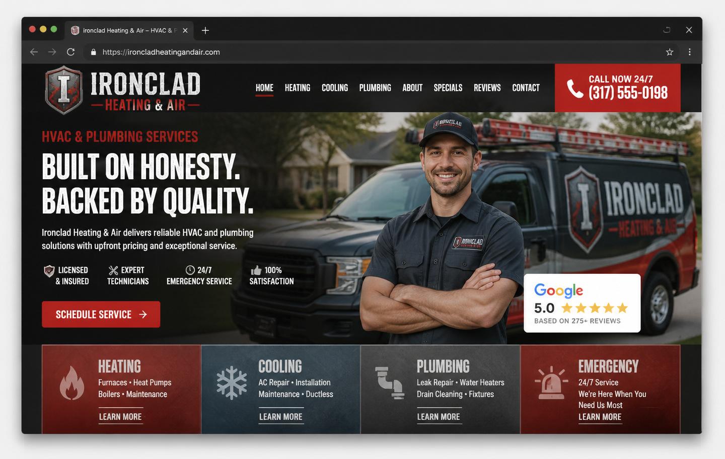 Ironclad Heating & Air website design — HVAC & Plumbing Contractor